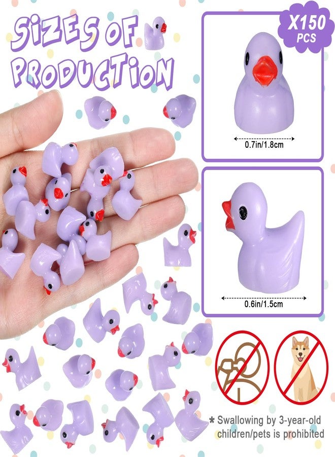 مجموعة MiniInflat مكونة من 150 قطعة من البط الصغير المصنوع من الراتنج، مجسمات بط صغيرة، مثالية لألعاب المقالب المنزلية، وتزيين أحواض السمك، وبيوت الدمى، وأحواض النباتات المائية، والحدائق المنزلية المصنوعة يدويًا (بنفسجي). - Image 2